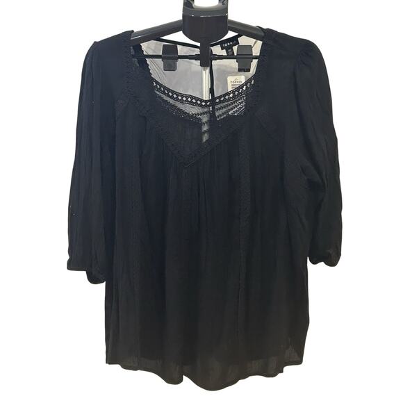torrid Tops - NWT Torrid Black Embroidered Peasant Long Sleeved Blouse Women's size 10